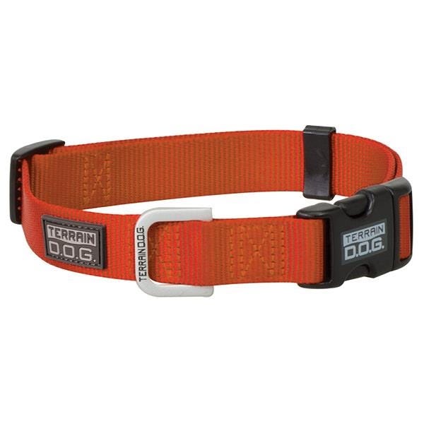 Terrain Dog Snap-N-Go Dog Collar, 17 to 25 in Neck, 1 in W Collar, Nylon, Orange - 804258