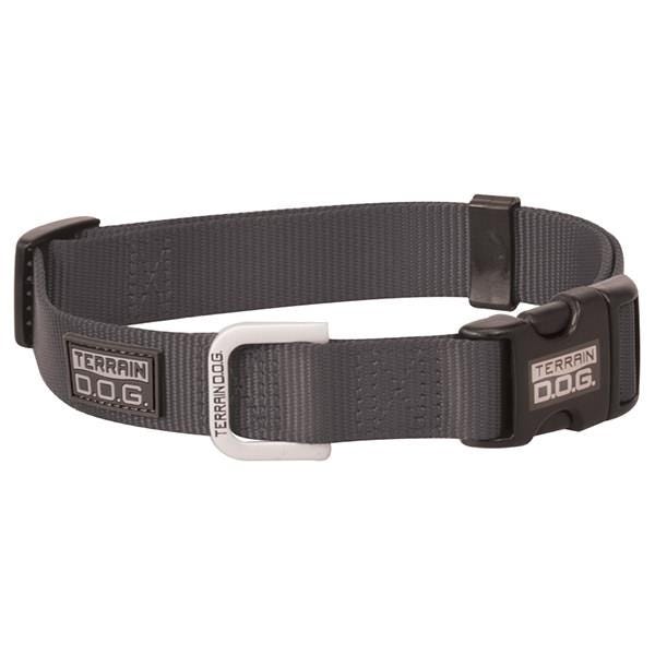 Terrain Dog Snap-N-Go Dog Collar, 17 to 25 in Neck, 1 in W Collar, Nylon, Gray