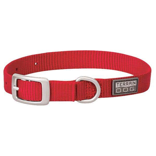 Terrain D.O.G. Nylon Single-Ply Dog Collar, Red, 19 x 1"