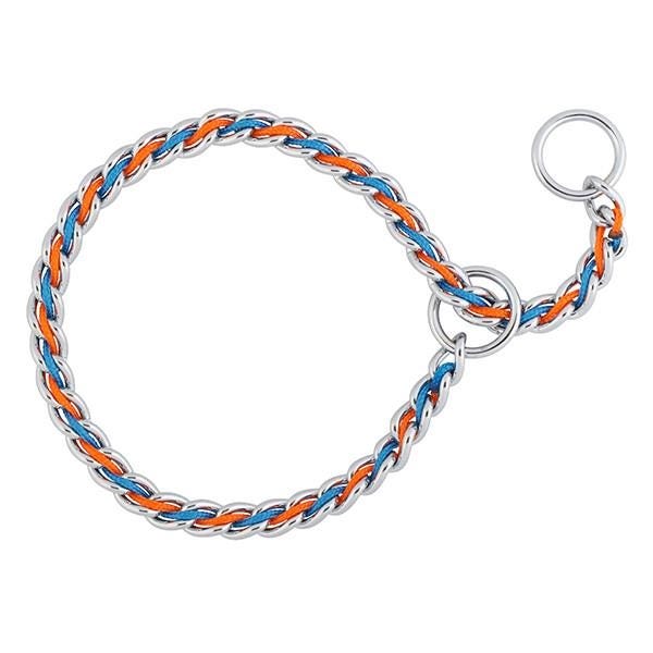 Terrain Dog Chain Slip Collar, 3.9 mm Chain, 24 in L Collar, Polyester, Blue/Orange