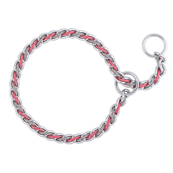 Terrain Dog Chain Slip Collar, 3.5 mm Chain, 22 in L Collar, Polyester, Gray/Pink