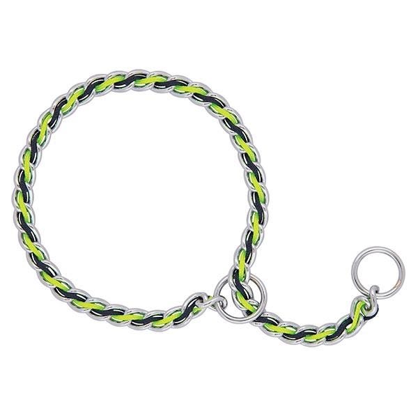 Terrain Dog Chain Slip Collar, 3.5 mm Chain, 22 in L Collar, Polyester, Lime/Navy Blue