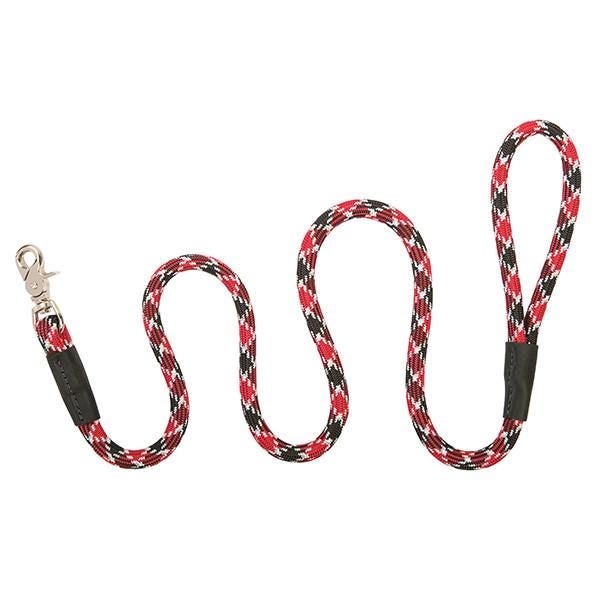 Terrain Dog Rope Leash, 4 ft L, 1/2 in W, Nylon/Polypropylene Line, Black/Red