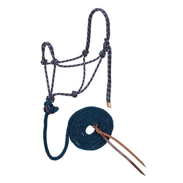 Weaver Leather Rope Halter/Lead, Navy Blue/Red/White