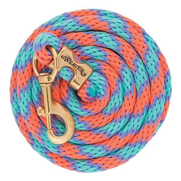 Weaver Leather Lead Rope, 5/8 in, 10 ft L, Polypropylene Line, Coral/Lavender/Mint