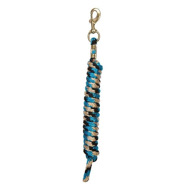 Weaver Leather Lead Rope, 5/8 in, 10 ft L, Polypropylene Line, Black/Tan/Turquoise