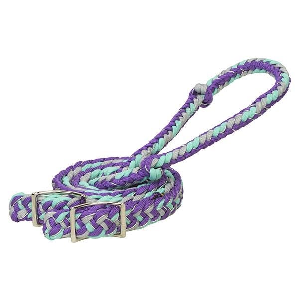 Weaver Leather Barrel Rein, 8 ft L, 1/2 in W, Conway Buckle, Nylon, Gray/Mint/Purple/Sparkle