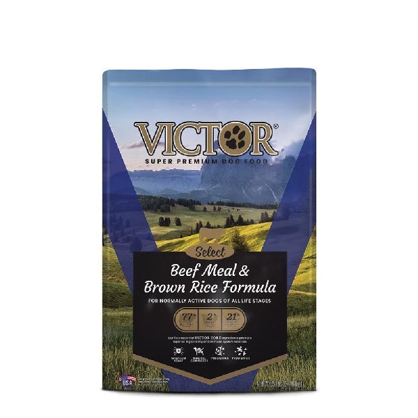 Victor 9430800233 Dog Food, One-Size, Dry Kibble, Beef, Brown Rice, 5 lb, Bag