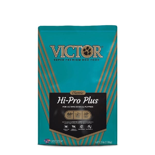 Victor Hi-Pro Plus 9430800214 Dog Food, One-Size, Dry, Kibble, Beef, Chicken, Fish, Pork, 5 lb, Bag