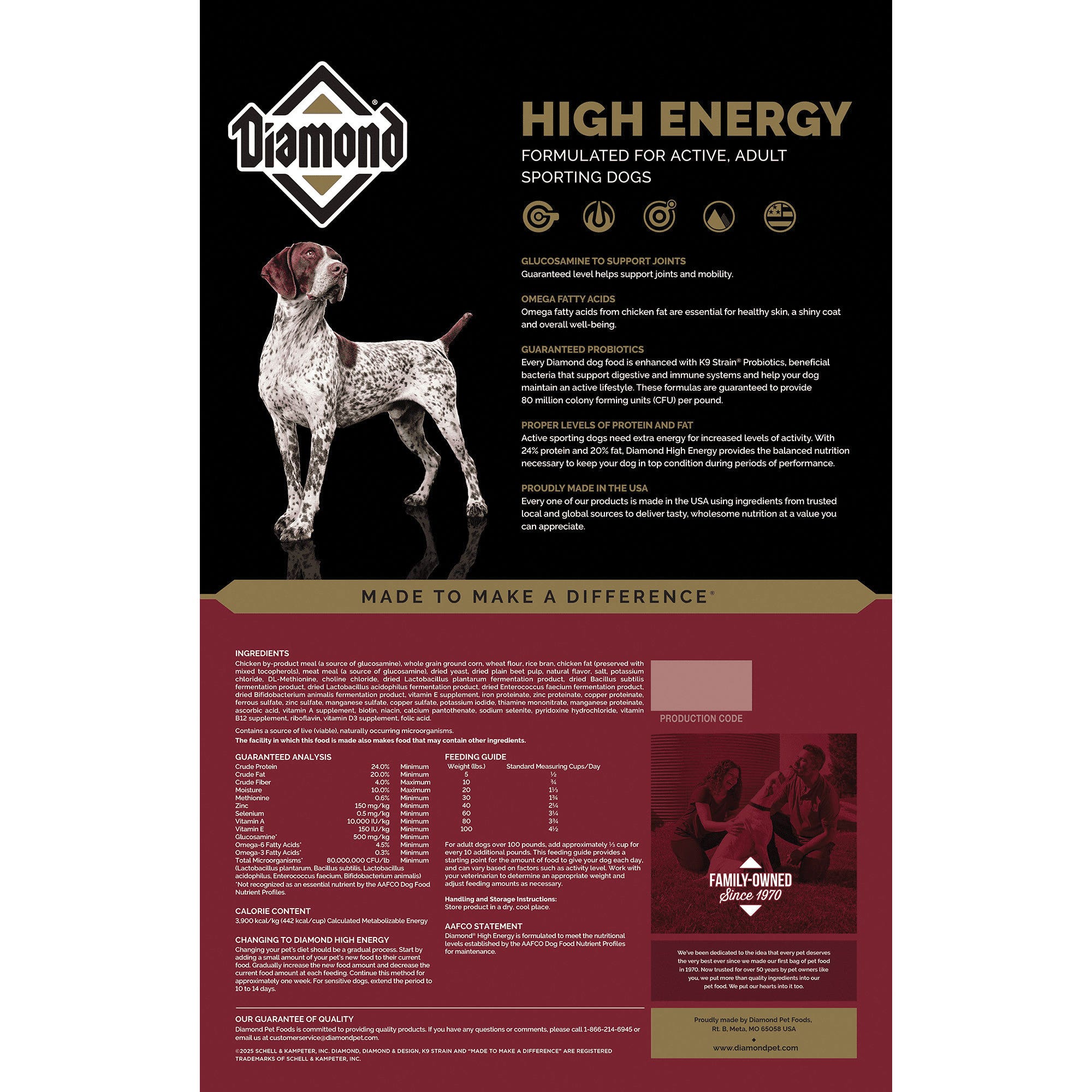 Diamond High Energy Dry Dog Food Chicken Formula , 50 lb