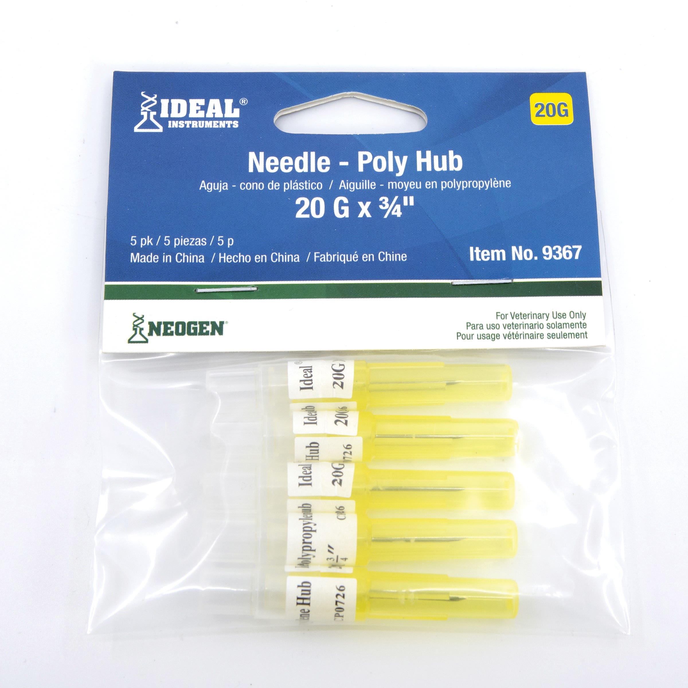 Neogen 9367 Hub Needle, 20 ga, 3/4 in L