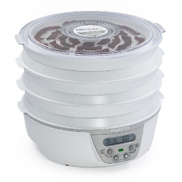 Presto Dehydro Series 06301 Food Dehydrator, 750 W, 6-Tray, Plastic, White
