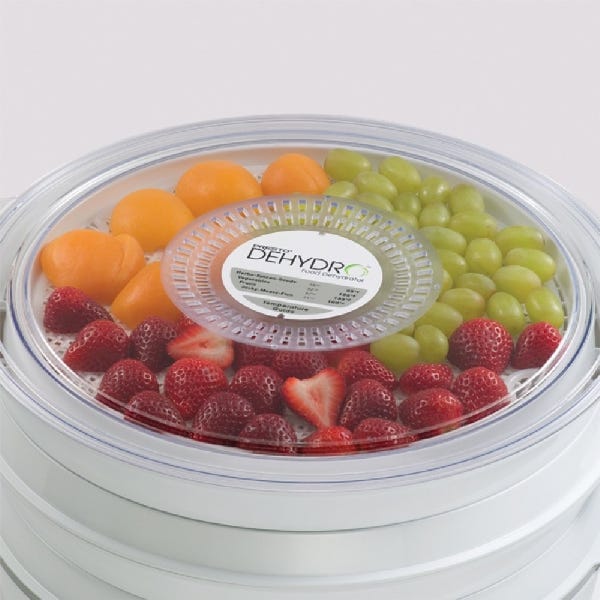 Presto Dehydro Series 06301 Food Dehydrator, 750 W, 6-Tray, Plastic, White