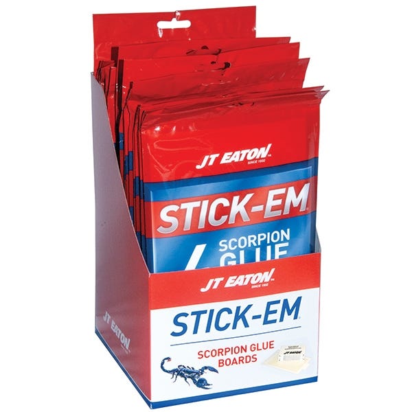 J.T. Eaton Stick-Em Scorpion Glue Board, Solid, Petroleum, Clear/Pale Yellow, 4, Pack