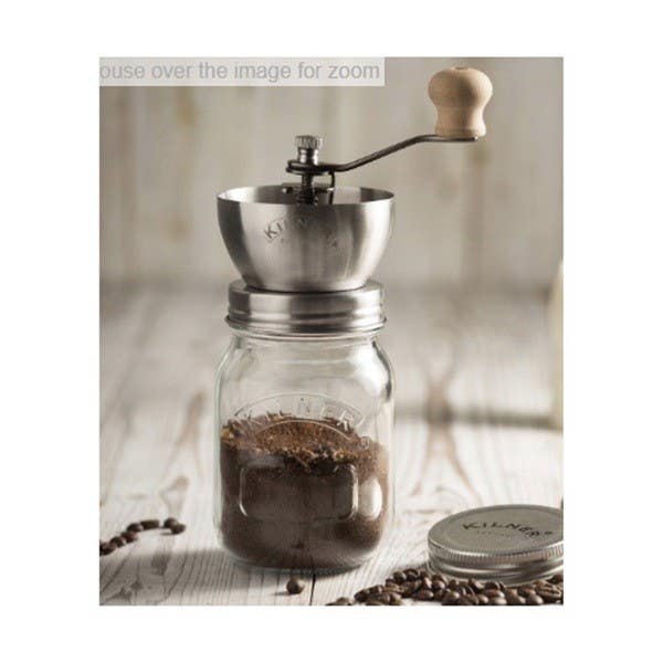 Kilner Coffee Grinder, 0.5 L Ground Container, Glass/Stainless Steel, Clear