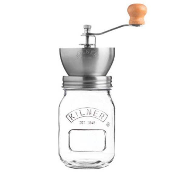 Kilner Coffee Grinder, 0.5 L Ground Container, Glass/Stainless Steel, Clear
