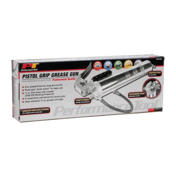 Performance Tool W54204 Grease Gun, 14 oz Capacity, 3000 psi Pressure, Aluminum/Zinc