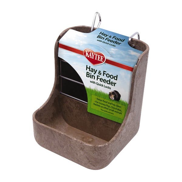 Kaytee Hay and Food Bin Feeder, Plastic/Wood, Assorted