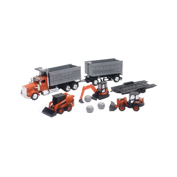 NewRay Kubota Construction Vehicles Truck with Dump Truck Set, Black/Orange