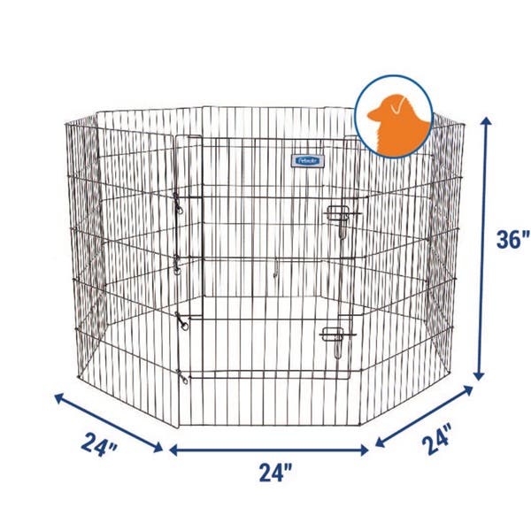 Petmate 55011 Exercise Dog Pen, 192 in OAL, 24 in OAH, Metal, Black