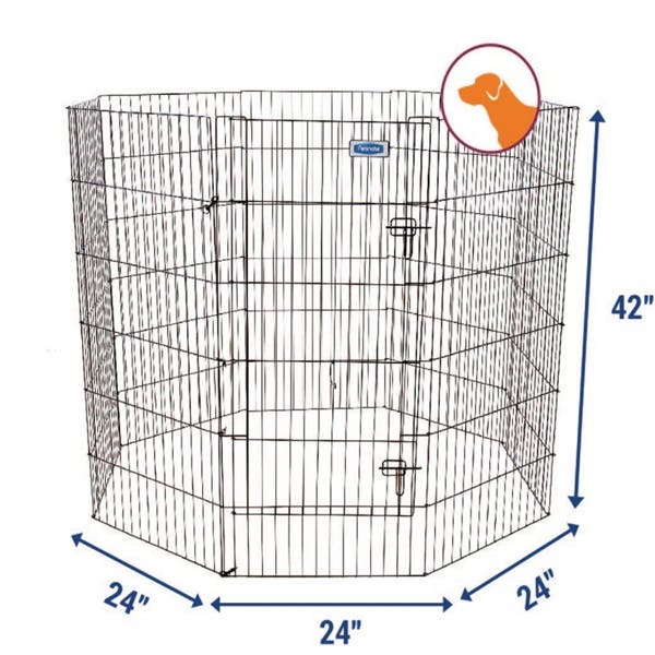 Petmate 55012 Exercise Dog Pen, 192 in OAL, 30 in OAH, Metal, Black