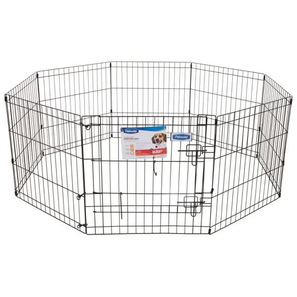 Petmate 55011 Exercise Dog Pen, 192 in OAL, 24 in OAH, Metal, Black