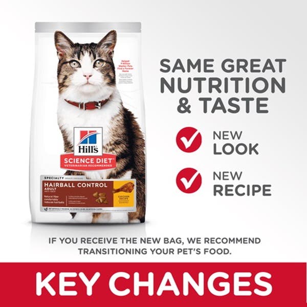 Hill's 8881 Cat Food, Adult, Special Diet: Hairball Control, High-Protein, Dry, Chicken, 7 lb