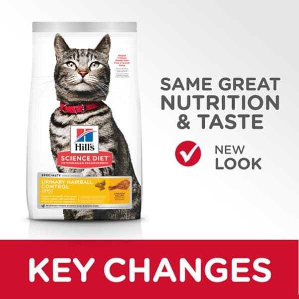 Hill's 10136 Cat Food, Adult, Special Diet: High-Protein, Urinary Hairball Control, Dry, Chicken, 7 lb
