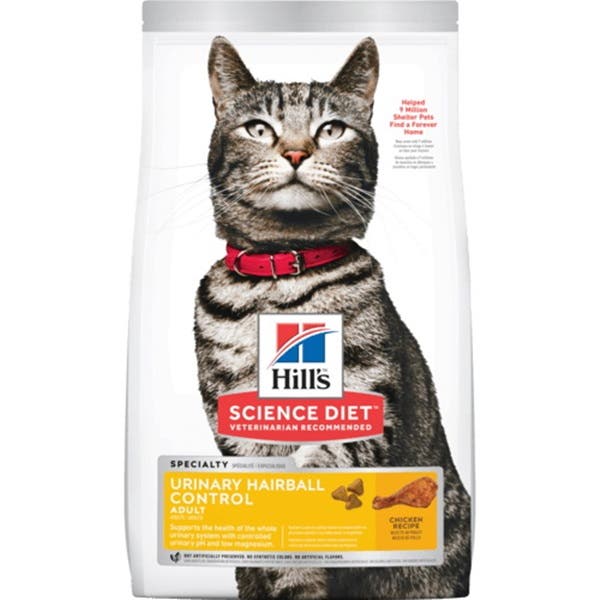 Hill's 10136 Cat Food, Adult, Special Diet: High-Protein, Urinary Hairball Control, Dry, Chicken, 7 lb