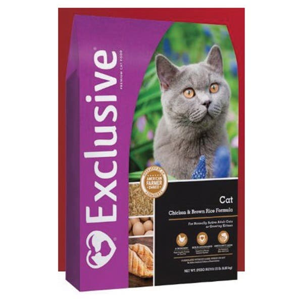 Exclusive 3003118-742 Cat Food, Adult, Dry, Brown Rice, Chicken, 15 lb Bag