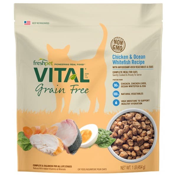 Vital Cat Food, Chicken, Ocean Whitefish, Antioxidant-Rich Vegetable, Egg, 1 lb, Bag