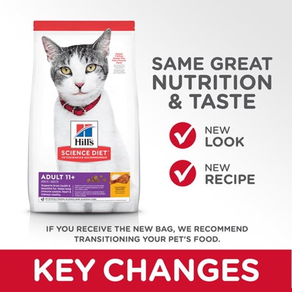 Hill's 1463 Senior Cat Food, Dry, Chicken Flavor, 7 lb Bag