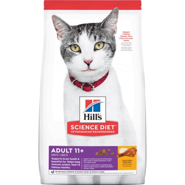 Hill's 1463 Senior Cat Food, Dry, Chicken Flavor, 7 lb Bag