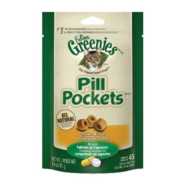 Feline Greenies Pill Pockets 04549 Cat Treat, Salmon Flavor, 1.6 oz