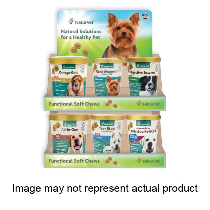 NaturVet Quiet Moments Calming Aid Plus Melatonin, Over 12 weeks Lifestage, Soft Chew, 5.4 oz Cup