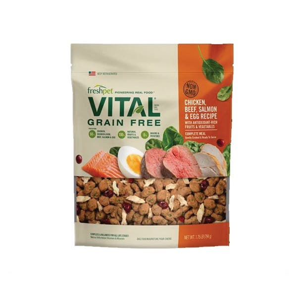 Vital Dog Food, Dry, Egg, Beef, Chicken, Salmon, 1.75 lb, Bag