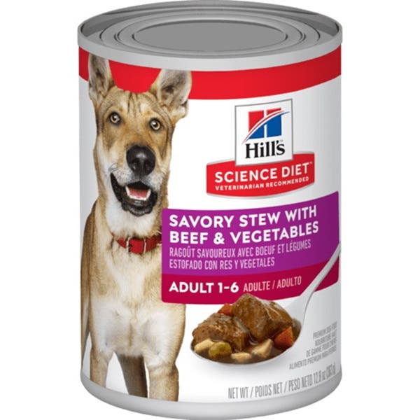 Hill's 1431 Dog Food, Adult Breed, Wet, Beef, Savory Stew, Vegetables Flavor, 12.8 oz Can