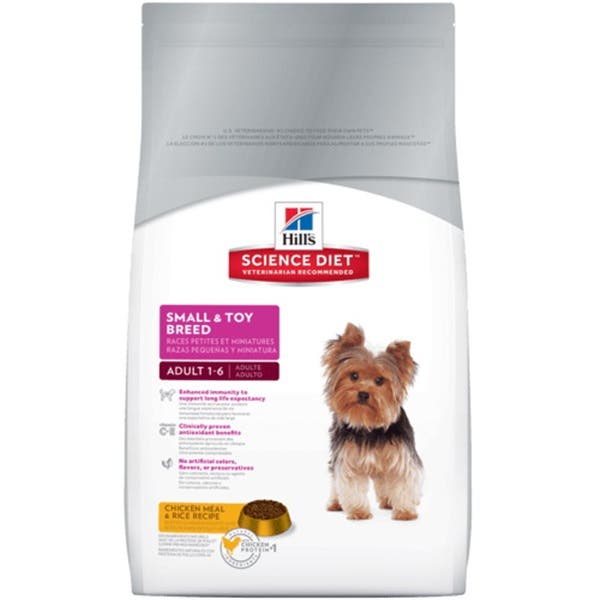 Hill's 9096 Dog Food, Small Bites, Chicken, Rice, Adult, S, Dry, 4.5 lb Bag