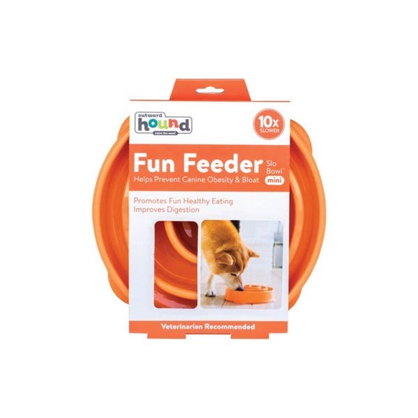 Outward Hound Fun Feeder, 8-1/2 in Dia, Mini, 2 cup Volume, ABS, Orange