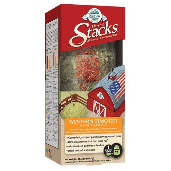 Oxbow Harvest Stacks Western Timothy Hay Pet Food, Carrot, 35 oz