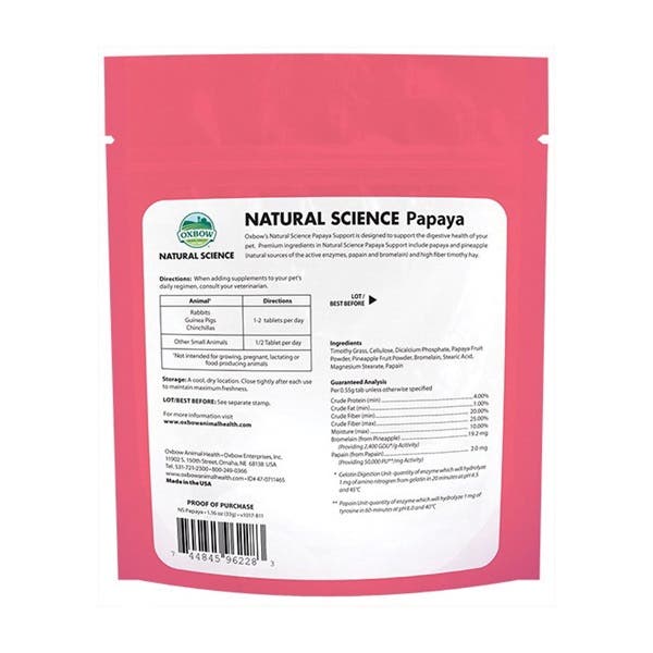 Oxbow Natural Science 10647 Papaya Supplement, 1.16 oz
