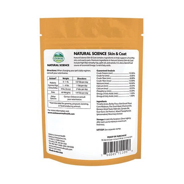 Oxbow Natural Science 104-669-060 Skin and Coat Supplement, 4.2 oz