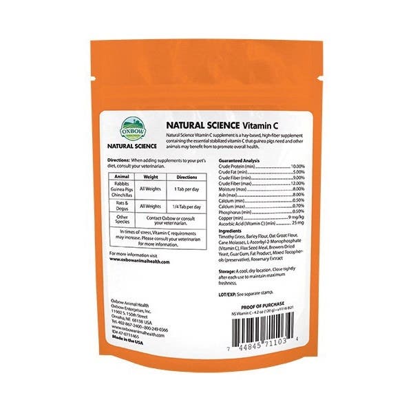Oxbow Natural Science Vitamin C Supplement, 60