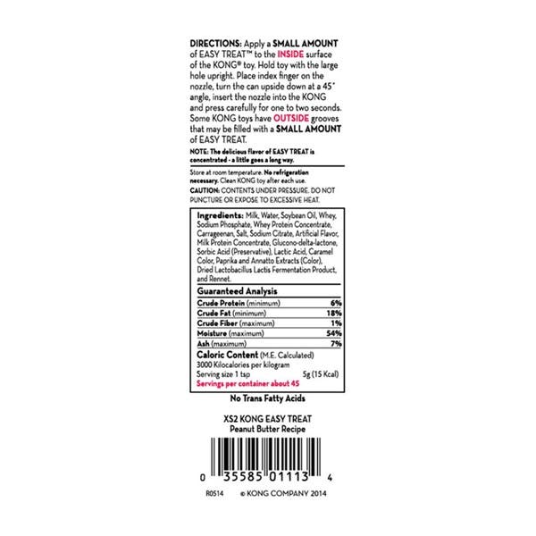 Kong Easy Treat Dog Treat, Paste, Peanut Butter, 8 oz