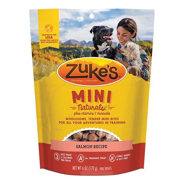 Zuke's Mini Naturals 33054 Dog Treat, Salmon Flavor, 6 oz Pouch