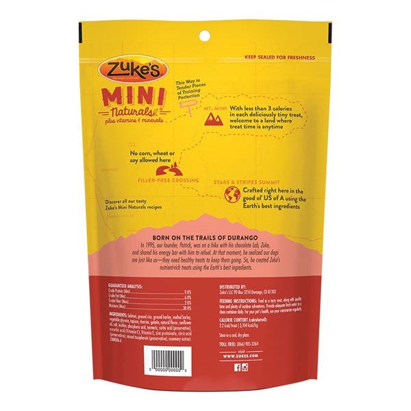 Zuke's Mini Naturals 33024 Dog Treat, Salmon Flavor, 16 oz Pouch