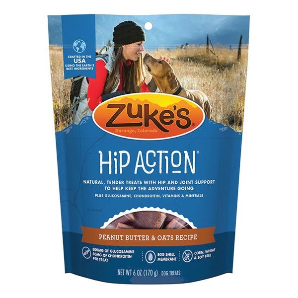 Zuke's Hip Action 21052 Dog Treat, Oats, Peanut Butter Flavor, 6 oz Pouch