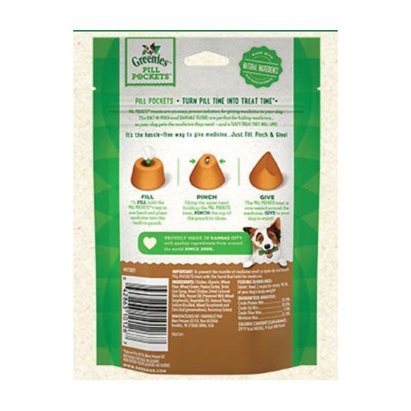 Greenies Pill Pockets 10128 Dog Treat, Capsule, Peanut Butter Flavor, 7.9 oz