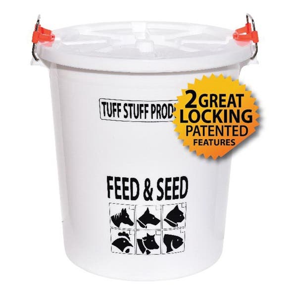 Tuff Stuff Feed and Seed Storage Pail with Locking Lid, 26 Gallon