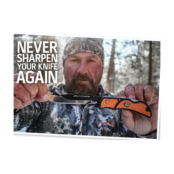 Outdoor Edge Folding Knife, 3-1/2 in L Blade, Stainless Steel Blade, 6-Blade, Orange Handle
